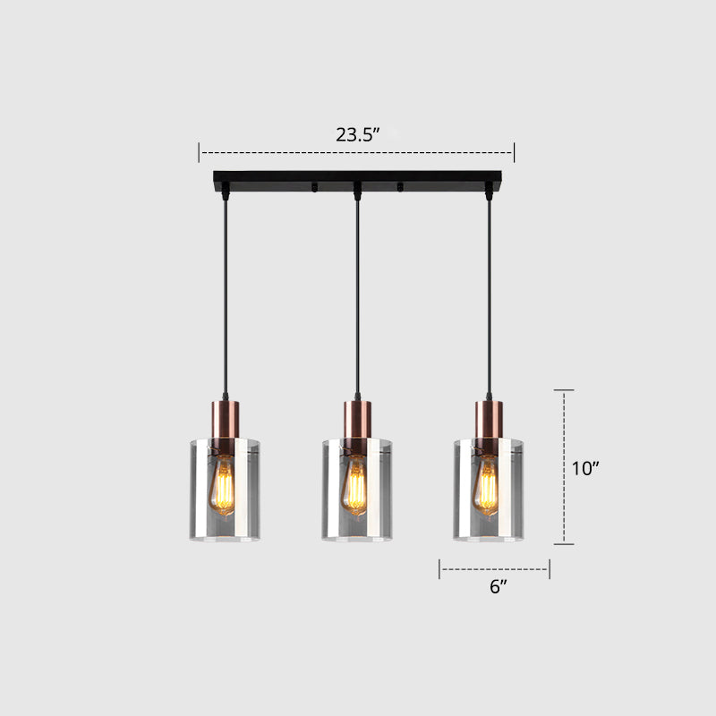 Rose Gold Bottle Cluster Pendant Modernist 3-Bulb Smoke Glass Hanging Light for Restaurant Smoke Gray 23.5