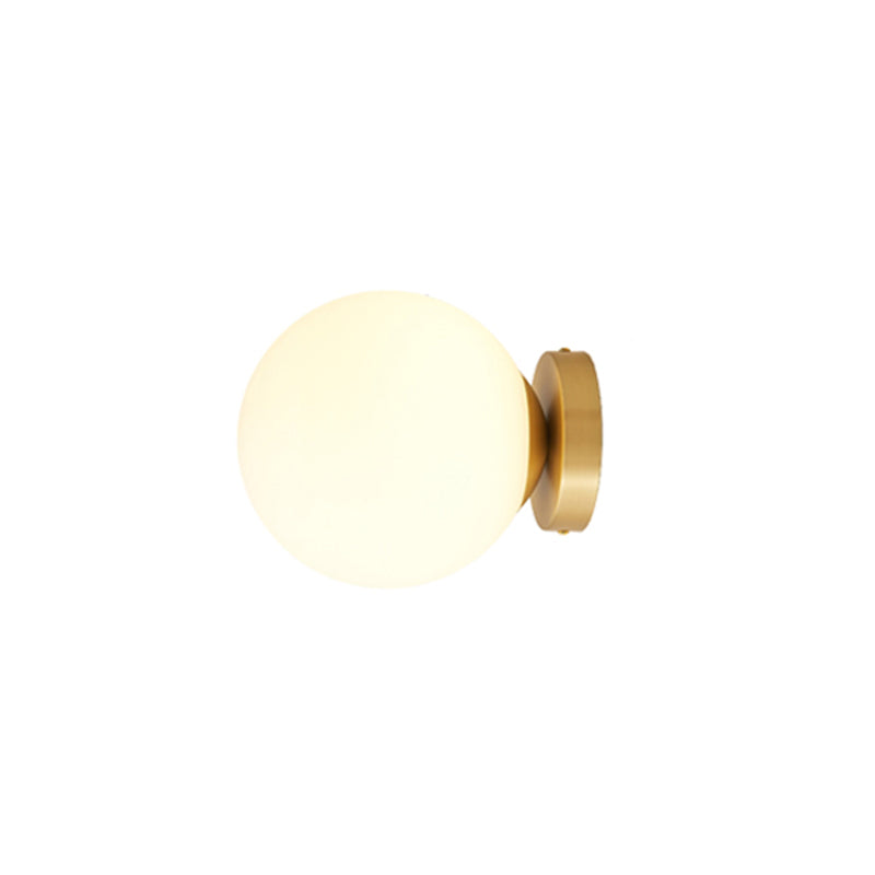 Minimalism Spherical Ceiling Flush Light White Glass Single Entryway Flush Mount Light in Gold Clearhalo 'Ceiling Lights' 'Close To Ceiling Lights' 'Close to ceiling' 'Flush mount' Lighting' 2357089