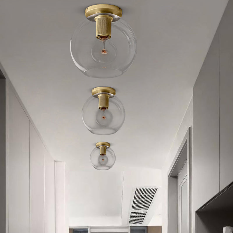 Geometrical Flushmount Lighting Simple Transparent Glass 1-Light Aisle Ceiling Light Fixture Clearhalo 'Ceiling Lights' 'Close To Ceiling Lights' 'Close to ceiling' 'Flush mount' Lighting' 2357090