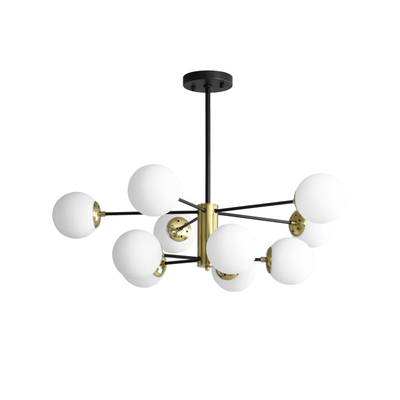 Postmodern Sputnik Pendant Light Fixture Glass Living Room Chandelier in Black-Gold Black Milk White Clearhalo 'Ceiling Lights' 'Chandeliers' 'Modern Chandeliers' 'Modern' Lighting' 2357409