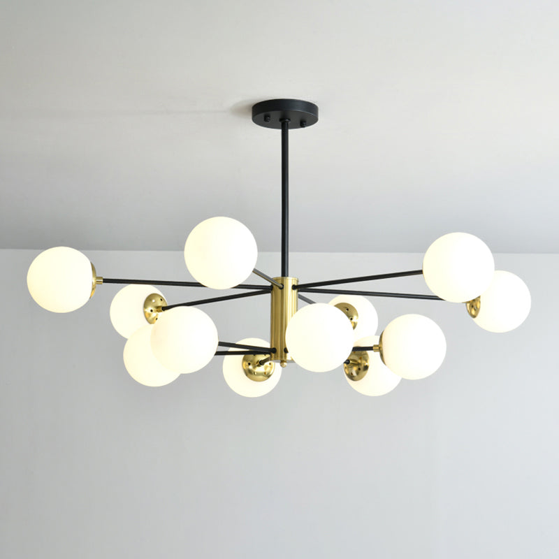 Postmodern Sputnik Pendant Light Fixture Glass Living Room Chandelier in Black-Gold Clearhalo 'Ceiling Lights' 'Chandeliers' 'Modern Chandeliers' 'Modern' Lighting' 2357414