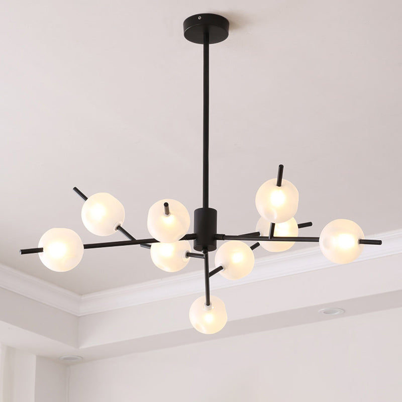 Modos Ceiling Suspension Lamp Modern Opal Frosted Glass Living Room Chandelier Light 9 Black Clearhalo 'Ceiling Lights' 'Chandeliers' 'Modern Chandeliers' 'Modern' Lighting' 2357421