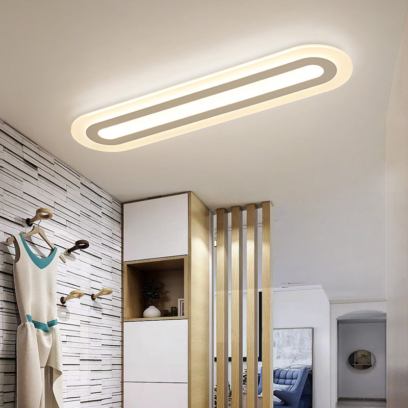 Oblong LED Ceiling Lighting Simple Style Acrylic Corridor Flush-Mount Light in White White Clearhalo 'Ceiling Lights' 'Close To Ceiling Lights' 'Close to ceiling' 'Flush mount' Lighting' 2357459