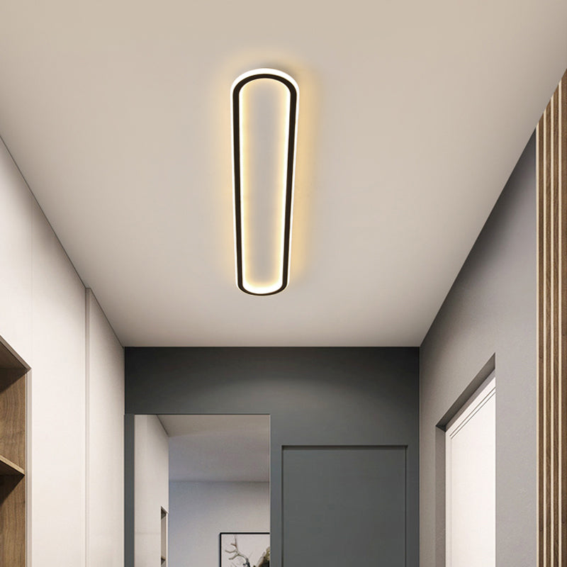 Acrylic Oblong Led Flush Mount Ceiling Light Minimalism Black Finish Flushmount for Corridor Clearhalo 'Ceiling Lights' 'Close To Ceiling Lights' 'Close to ceiling' 'Flush mount' Lighting' 2357465