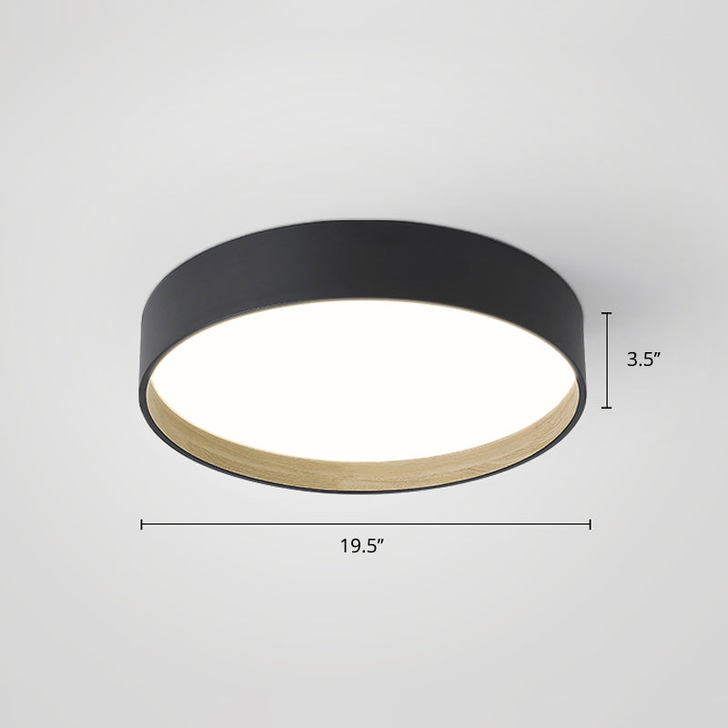 Nordic Circular LED Ceiling Flush Mount Metal Kitchen Flush Mount Lamp with Acrylic Diffuser Black 19.5