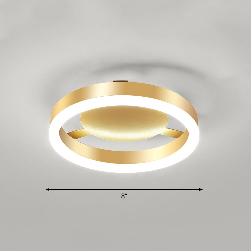 Aluminum Frame LED Ceiling Mount Light Minimalist Gold Finish Flushmount for Corridor Gold Round Clearhalo 'Ceiling Lights' 'Close To Ceiling Lights' 'Close to ceiling' 'Semi-flushmount' Lighting' 2357516