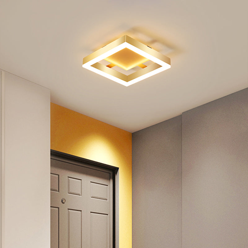 Aluminum Frame LED Ceiling Mount Light Minimalist Gold Finish Flushmount for Corridor Clearhalo 'Ceiling Lights' 'Close To Ceiling Lights' 'Close to ceiling' 'Semi-flushmount' Lighting' 2357521