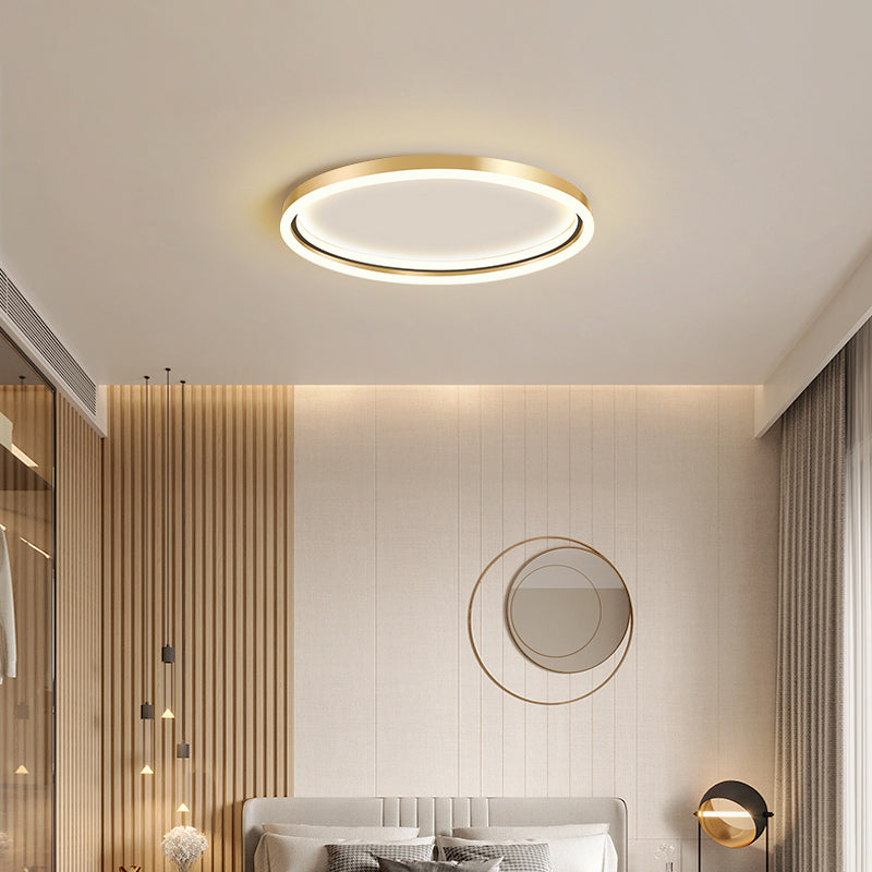 Aluminum Ring Ceiling Flush Mount Light Simplicity Golden LED Flush Mounted Lamp for Bedroom Clearhalo 'Ceiling Lights' 'Close To Ceiling Lights' 'Close to ceiling' 'Flush mount' Lighting' 2357553