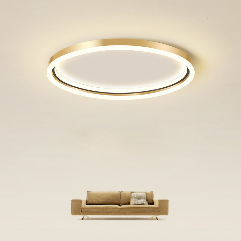 Aluminum Ring Ceiling Flush Mount Light Simplicity Golden LED Flush Mounted Lamp for Bedroom Gold Clearhalo 'Ceiling Lights' 'Close To Ceiling Lights' 'Close to ceiling' 'Flush mount' Lighting' 2357554