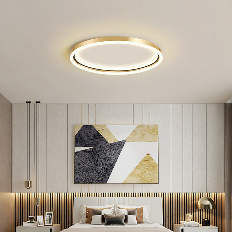 Aluminum Ring Ceiling Flush Mount Light Simplicity Golden LED Flush Mounted Lamp for Bedroom Clearhalo 'Ceiling Lights' 'Close To Ceiling Lights' 'Close to ceiling' 'Flush mount' Lighting' 2357555