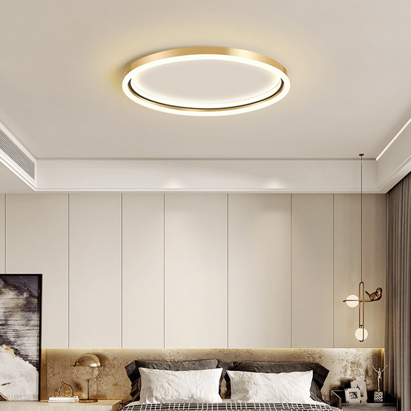 Aluminum Ring Ceiling Flush Mount Light Simplicity Golden LED Flush Mounted Lamp for Bedroom Clearhalo 'Ceiling Lights' 'Close To Ceiling Lights' 'Close to ceiling' 'Flush mount' Lighting' 2357556