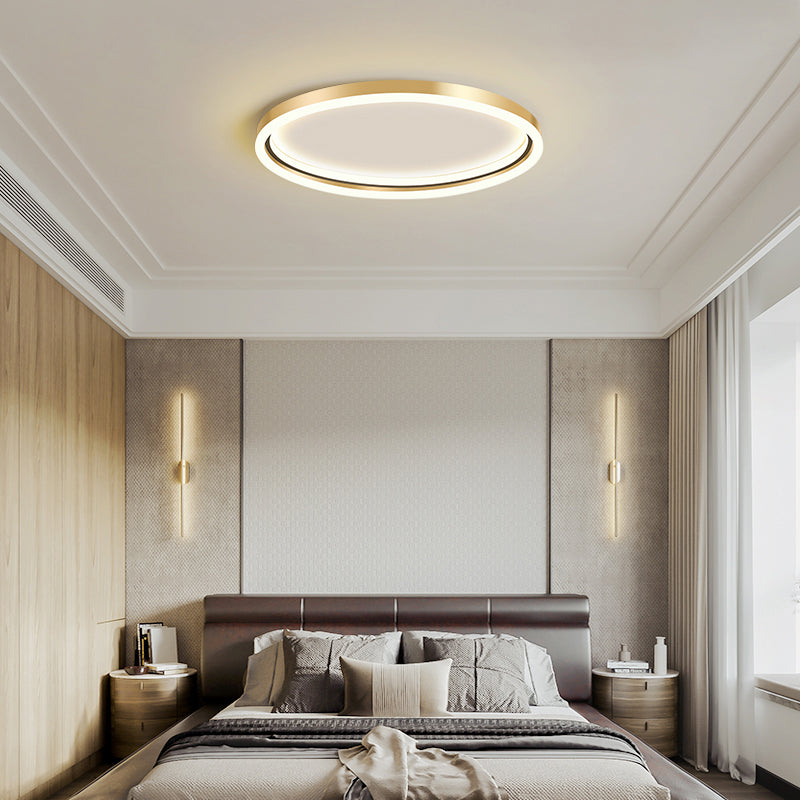 Aluminum Ring Ceiling Flush Mount Light Simplicity Golden LED Flush Mounted Lamp for Bedroom Clearhalo 'Ceiling Lights' 'Close To Ceiling Lights' 'Close to ceiling' 'Flush mount' Lighting' 2357557