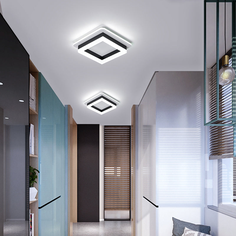 Small Corridor Flush Ceiling Light Fixture Metal Minimalist LED Flush Mount with Acrylic Diffuser Clearhalo 'Ceiling Lights' 'Close To Ceiling Lights' 'Close to ceiling' 'Flush mount' Lighting' 2357559