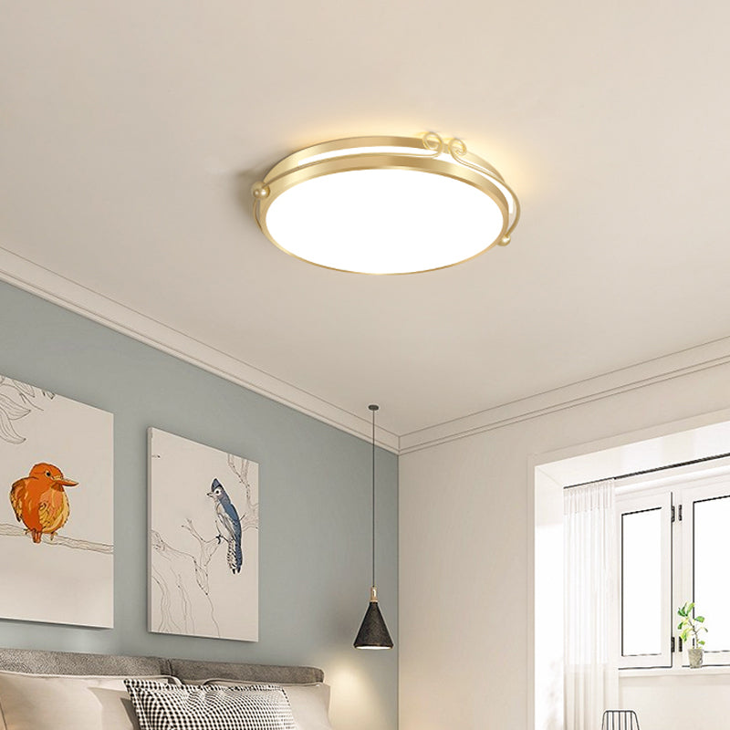 Gold Finish Round Flush Light Simple Acrylic LED Ceiling Mount Lamp with Swirl Decoration Clearhalo 'Ceiling Lights' 'Close To Ceiling Lights' 'Close to ceiling' 'Flush mount' Lighting' 2357568