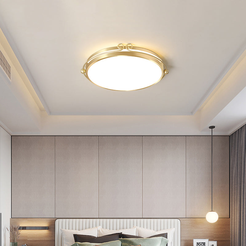 Gold Finish Round Flush Light Simple Acrylic LED Ceiling Mount Lamp with Swirl Decoration Clearhalo 'Ceiling Lights' 'Close To Ceiling Lights' 'Close to ceiling' 'Flush mount' Lighting' 2357572