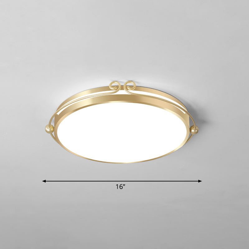 Gold Finish Round Flush Light Simple Acrylic LED Ceiling Mount Lamp with Swirl Decoration Clearhalo 'Ceiling Lights' 'Close To Ceiling Lights' 'Close to ceiling' 'Flush mount' Lighting' 2357573