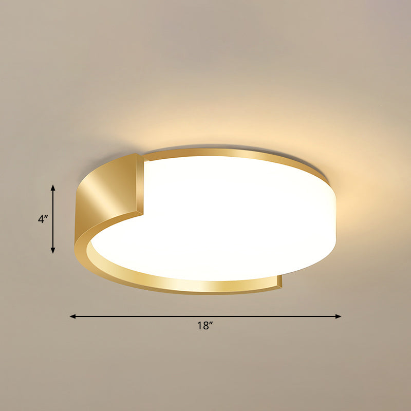 Nordic Flush Mount Lighting Gold Finish Round Ceiling Fixture with Acrylic Shade Gold 18