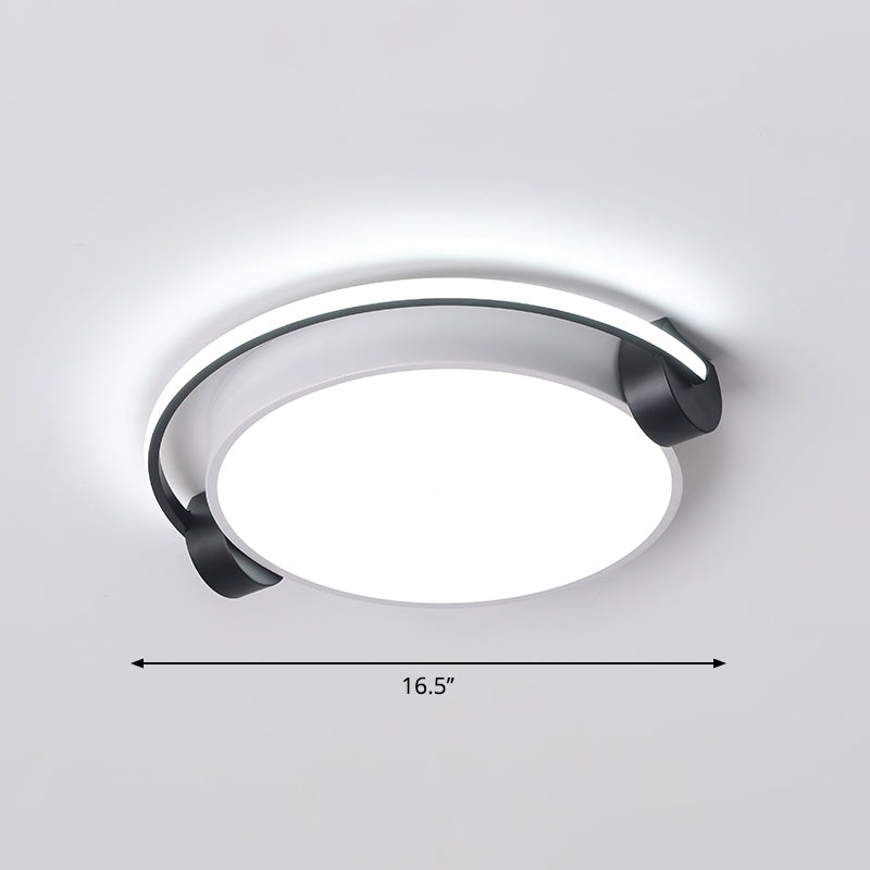 Figure Wearing Headphone Ceiling Lamp Nordic Acrylic Black-White Flush Mounted Light for Dorm Room Black-White 16.5