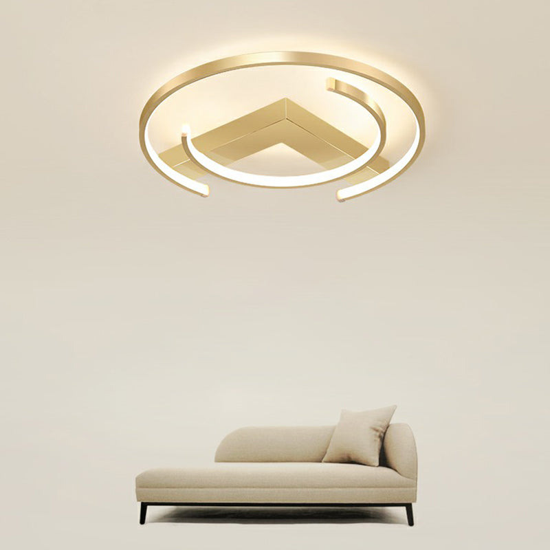 Simple LED Ceiling Flush Light Gold V and C Shaped Flush Mount Lamp with Acrylic Shade Clearhalo 'Ceiling Lights' 'Close To Ceiling Lights' 'Close to ceiling' 'Flush mount' Lighting' 2357753