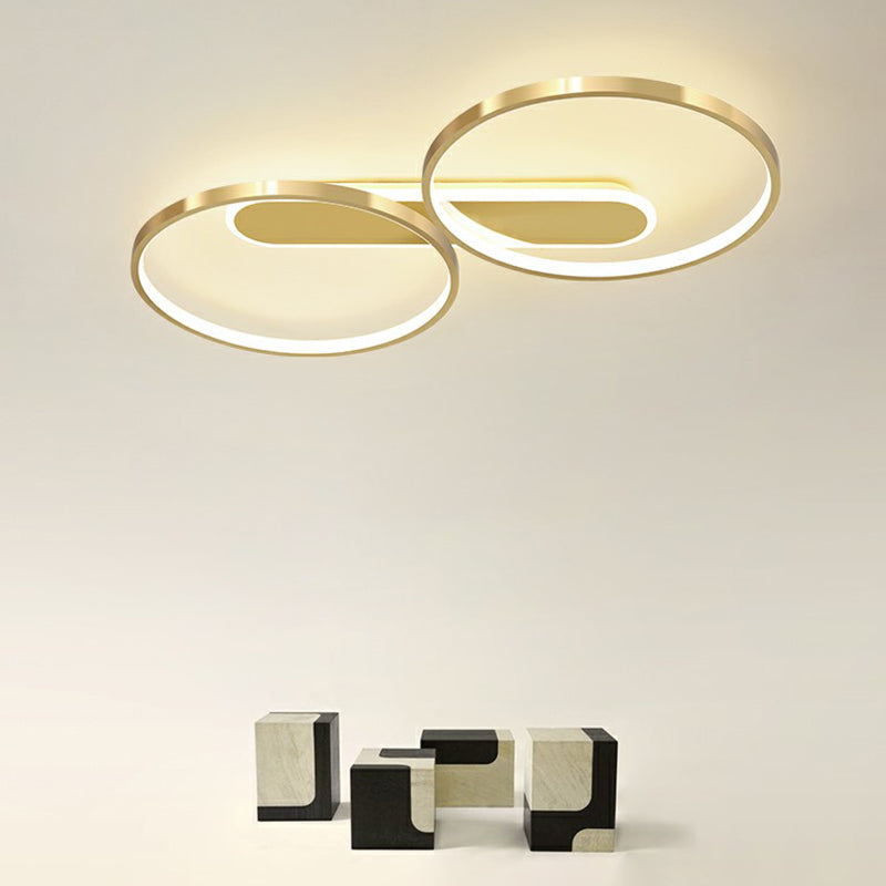 Golden Circle Flush Mount Light Fixture Minimalism LED Metal Ceiling Lamp for Bedroom Clearhalo 'Ceiling Lights' 'Close To Ceiling Lights' 'Close to ceiling' 'Flush mount' Lighting' 2357758