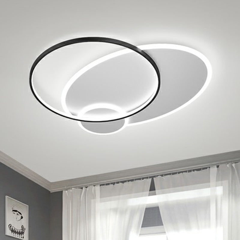 3-Loop Metallic Flush Mount Fixture Modern LED Ceiling Flush Light for Living Room Black Clearhalo 'Ceiling Lights' 'Close To Ceiling Lights' 'Close to ceiling' 'Flush mount' Lighting' 2357764