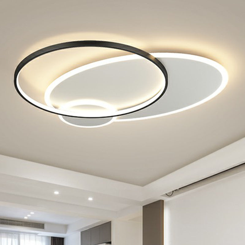 3-Loop Metallic Flush Mount Fixture Modern LED Ceiling Flush Light for Living Room Black Clearhalo 'Ceiling Lights' 'Close To Ceiling Lights' 'Close to ceiling' 'Flush mount' Lighting' 2357766