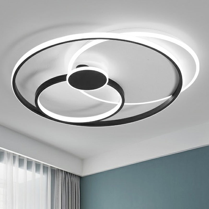 Black Loop LED Ceiling Flush Light Fixture Simple Style Metal Semi Mount Lighting for Bedroom Clearhalo 'Ceiling Lights' 'Close To Ceiling Lights' 'Close to ceiling' 'Semi-flushmount' Lighting' 2357781