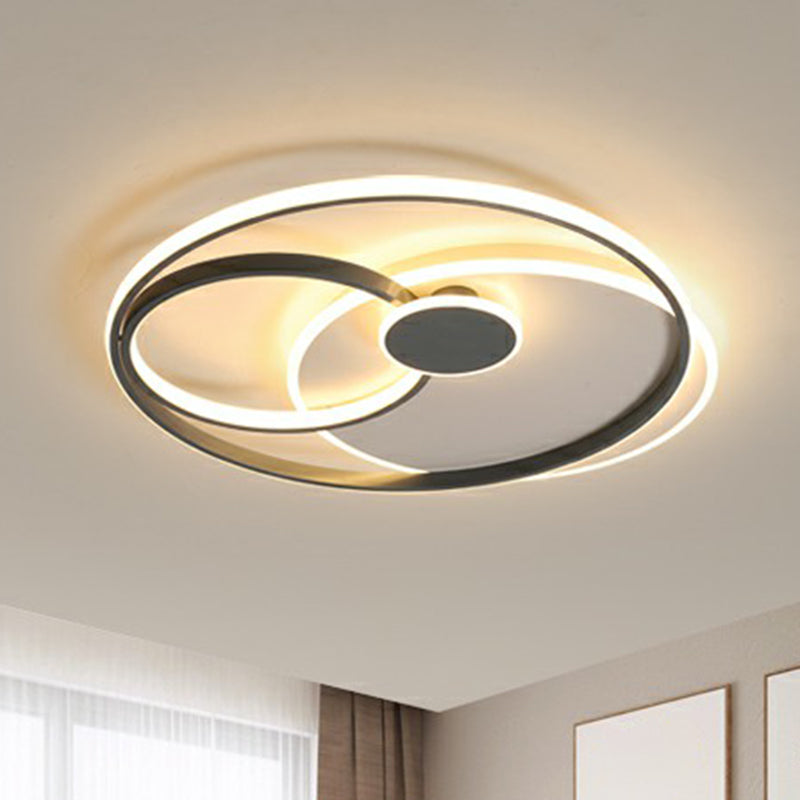 Black Loop LED Ceiling Flush Light Fixture Simple Style Metal Semi Mount Lighting for Bedroom Clearhalo 'Ceiling Lights' 'Close To Ceiling Lights' 'Close to ceiling' 'Semi-flushmount' Lighting' 2357782