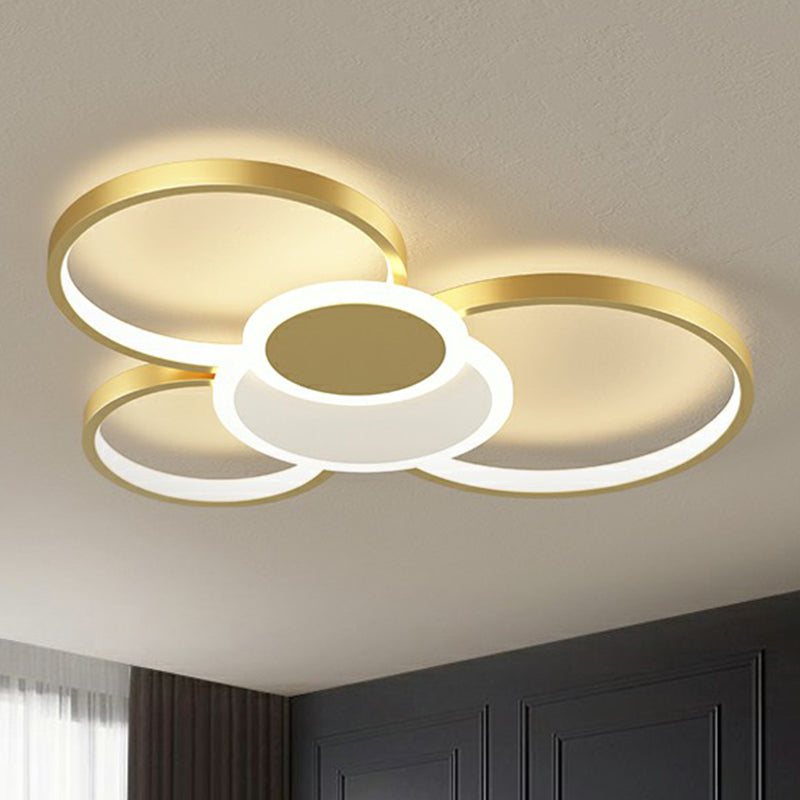 Metal Frame Flush-Mount Light Fixture Minimalism LED Ceiling Lamp for Living Room Gold 22