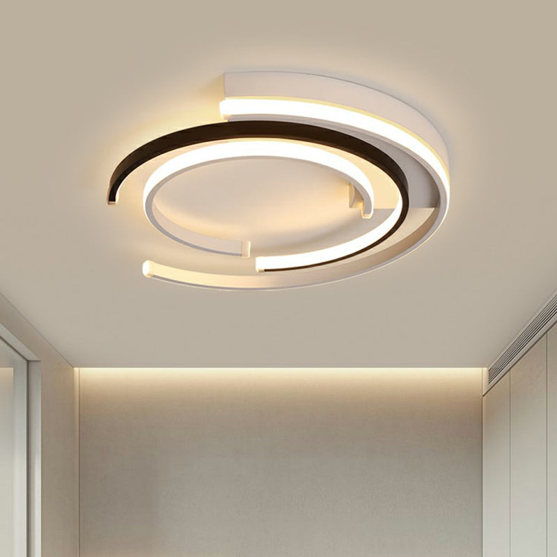 C-Shaped Flush Mount Ceiling Light Minimalistic Metal Bedroom Flush Mount in Black and White Black-White Clearhalo 'Ceiling Lights' 'Close To Ceiling Lights' 'Close to ceiling' 'Flush mount' Lighting' 2357810