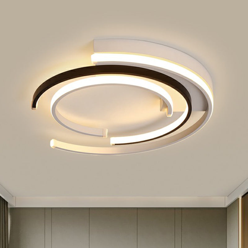 C-Shaped Flush Mount Ceiling Light Minimalistic Metal Bedroom Flush Mount in Black and White Clearhalo 'Ceiling Lights' 'Close To Ceiling Lights' 'Close to ceiling' 'Flush mount' Lighting' 2357811