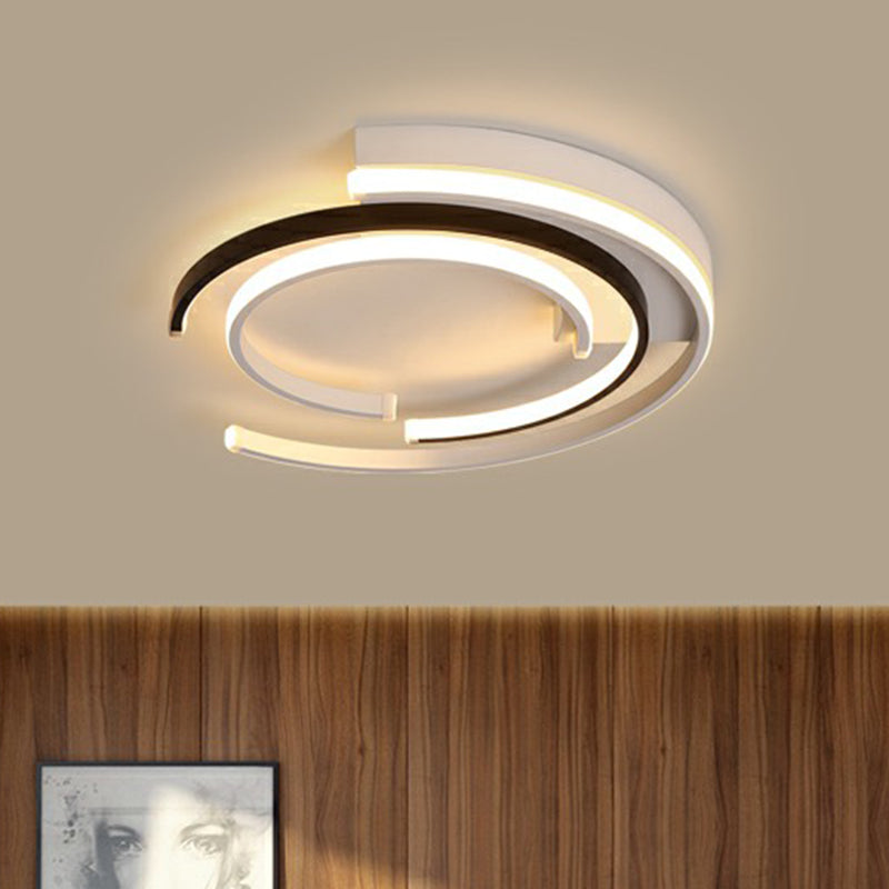 C-Shaped Flush Mount Ceiling Light Minimalistic Metal Bedroom Flush Mount in Black and White Clearhalo 'Ceiling Lights' 'Close To Ceiling Lights' 'Close to ceiling' 'Flush mount' Lighting' 2357812