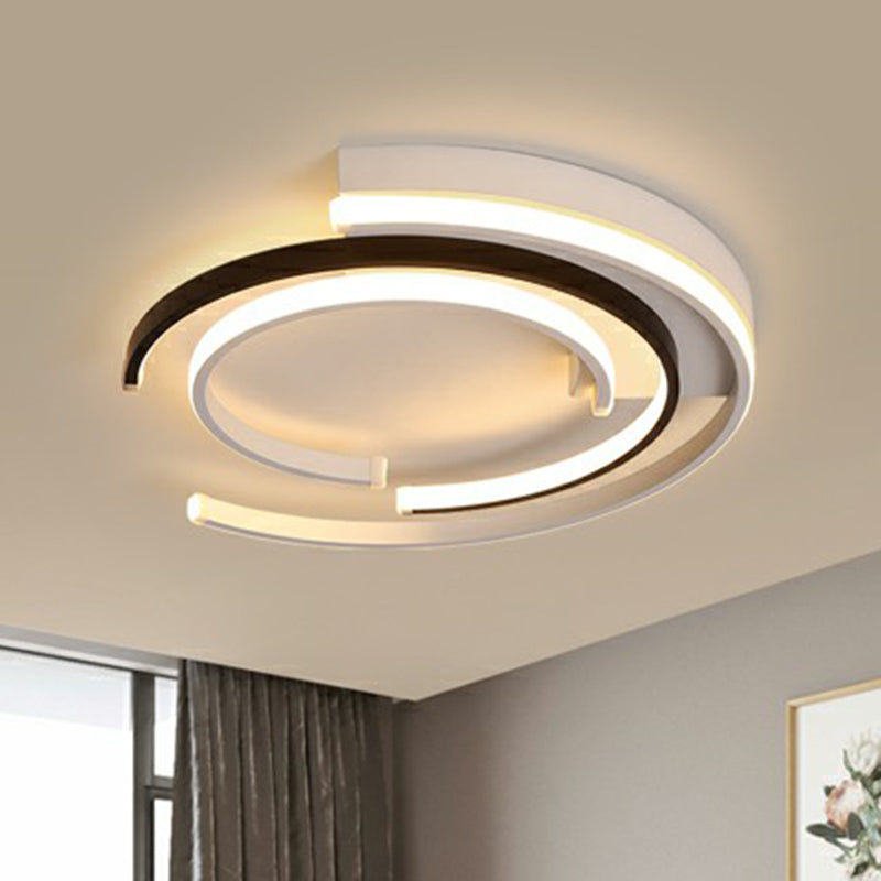 C-Shaped Flush Mount Ceiling Light Minimalistic Metal Bedroom Flush Mount in Black and White Clearhalo 'Ceiling Lights' 'Close To Ceiling Lights' 'Close to ceiling' 'Flush mount' Lighting' 2357813