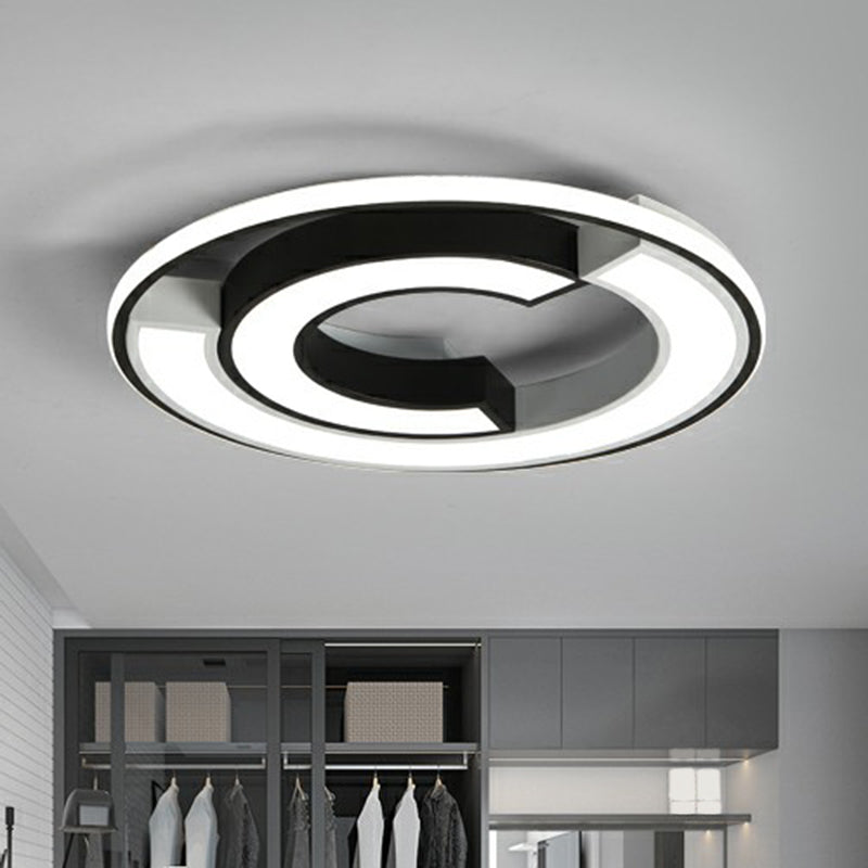 Black C Shaped Ceiling Flush Light Nordic Metal LED Flushmount Lighting for Bedroom Clearhalo 'Ceiling Lights' 'Close To Ceiling Lights' 'Close to ceiling' 'Flush mount' Lighting' 2357827