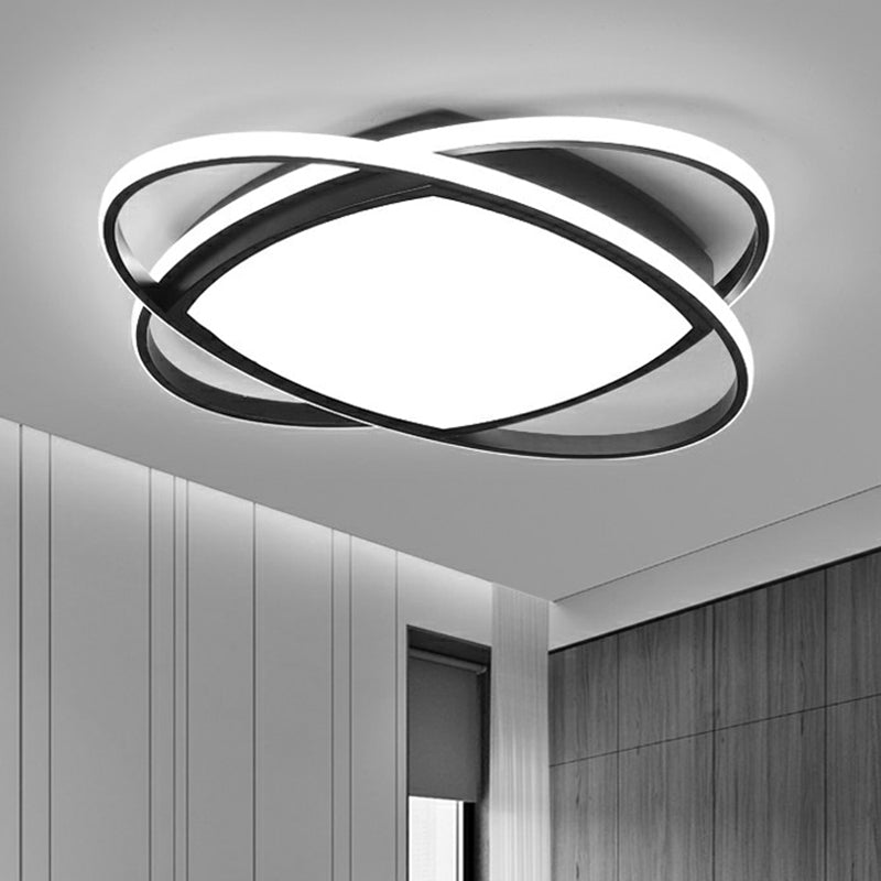 Black Oval LED Flush Mount Lamp Simplicity Acrylic Ceiling Mount Light for Bedroom Black Clearhalo 'Ceiling Lights' 'Close To Ceiling Lights' 'Close to ceiling' 'Flush mount' Lighting' 2357880