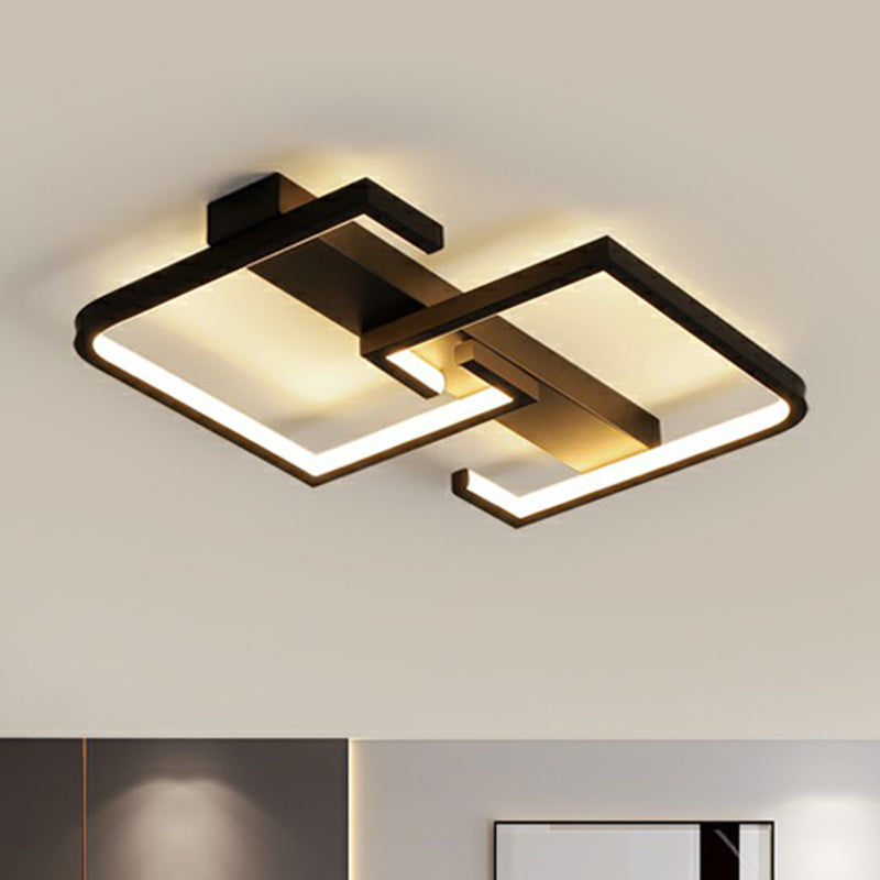 Square C Shaped Ceiling Lighting Minimalist Acrylic Corridor Flush Mount Lamp in Black Clearhalo 'Ceiling Lights' 'Close To Ceiling Lights' 'Close to ceiling' 'Semi-flushmount' Lighting' 2357919