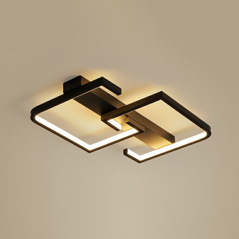 Square C Shaped Ceiling Lighting Minimalist Acrylic Corridor Flush Mount Lamp in Black Clearhalo 'Ceiling Lights' 'Close To Ceiling Lights' 'Close to ceiling' 'Semi-flushmount' Lighting' 2357921