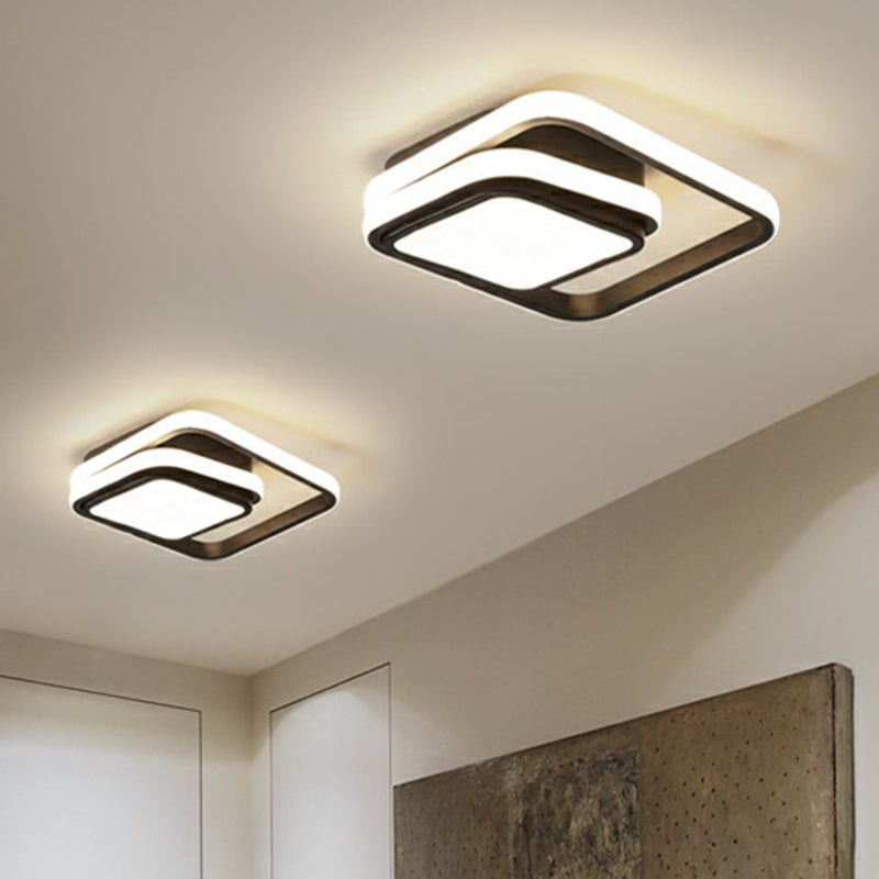 Square Foyer Flush Ceiling Light Acrylic Minimalist LED Flush Mount Lamp in Black Clearhalo 'Ceiling Lights' 'Close To Ceiling Lights' 'Close to ceiling' 'Flush mount' Lighting' 2357936