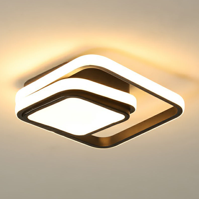 Square Foyer Flush Ceiling Light Acrylic Minimalist LED Flush Mount Lamp in Black Clearhalo 'Ceiling Lights' 'Close To Ceiling Lights' 'Close to ceiling' 'Flush mount' Lighting' 2357937