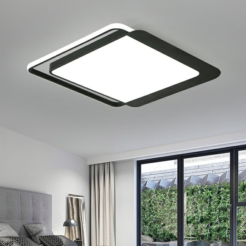 Minimalist Flush Mount Ceiling Fixture Black Square LED Flush Light with Acrylic Shade Black Clearhalo 'Ceiling Lights' 'Close To Ceiling Lights' 'Close to ceiling' 'Flush mount' Lighting' 2357939