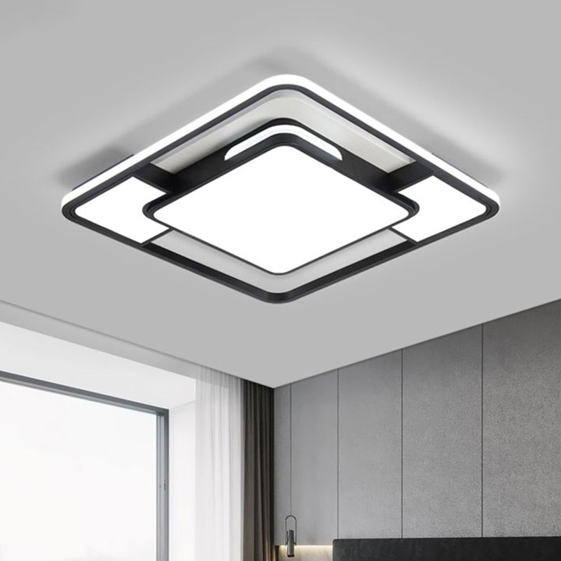 Square Ceiling Flush Mount Light Modern Acrylic Black and White LED Flushmount for Bedroom Black Clearhalo 'Ceiling Lights' 'Close To Ceiling Lights' 'Close to ceiling' 'Flush mount' Lighting' 2357950