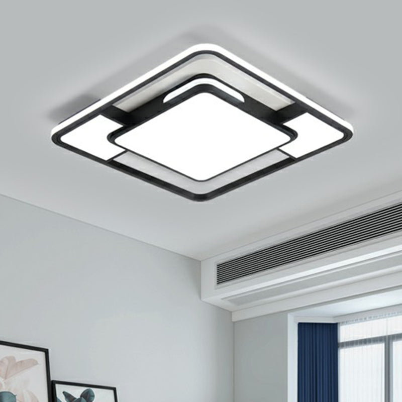 Square Ceiling Flush Mount Light Modern Acrylic Black and White LED Flushmount for Bedroom Clearhalo 'Ceiling Lights' 'Close To Ceiling Lights' 'Close to ceiling' 'Flush mount' Lighting' 2357953