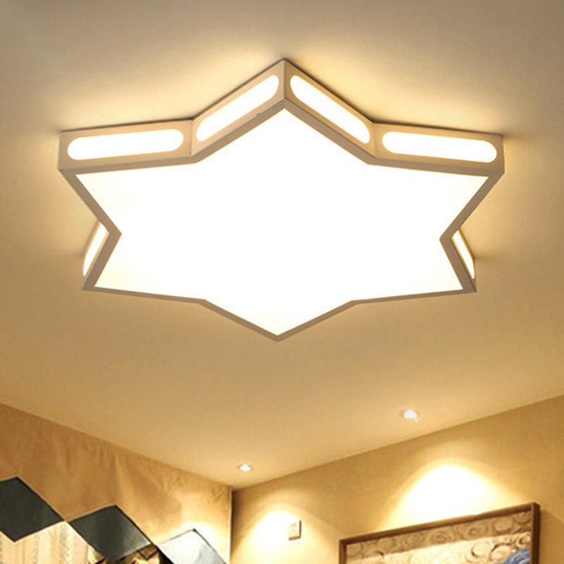 White Hexagonal Star Flush Mount Light Modern Style Acrylic Ceiling Light for Living Room White Warm Clearhalo 'Ceiling Lights' 'Close To Ceiling Lights' 'Close to ceiling' 'Flush mount' Lighting' 235864