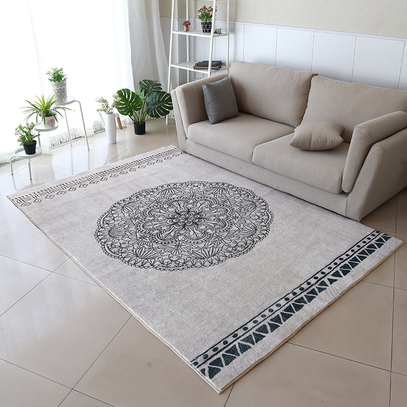 Moroccan Living Room Rug Multi Colored Flower Print Area Carpet Lamb Wool Non-Slip Backing Washable Indoor Rug Grey Clearhalo 'Area Rug' 'Moroccan' 'Rugs' Rug' 2361339