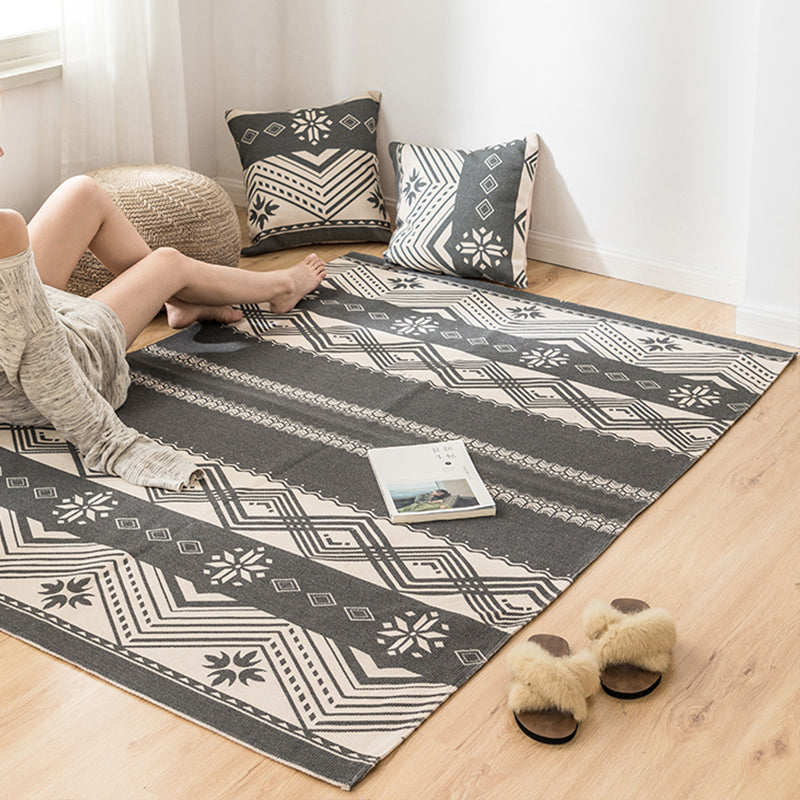 Bohemian Geometric Rug Multi-Color Jute Area Carpet Pet Friendly Machine Washable Easy Care Area Rug for Bedroom Dark Gray Clearhalo 'Area Rug' 'Bohemian' 'Rugs' Rug' 2361537