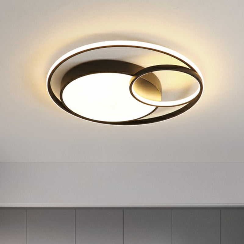 Circular Bedroom LED Ceiling Light Metallic Simplicity Flush Mount Fixture with Acrylic Diffuser Black Clearhalo 'Ceiling Lights' 'Close To Ceiling Lights' 'Close to ceiling' 'Flush mount' Lighting' 2361915