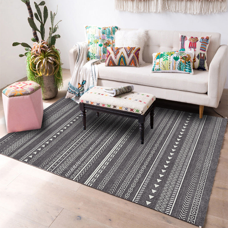 Designer Living Room Rug Multi Colored Geometric Pattern Indoor Rug Polypropylene Anti-Slip Backing Area Carpet Dark Gray Clearhalo 'Area Rug' 'Bohemian' 'Rugs' Rug' 2362031