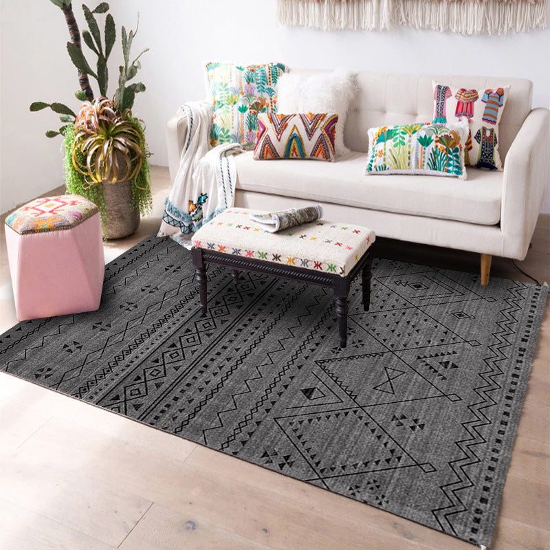 Designer Living Room Rug Multi Colored Geometric Pattern Indoor Rug Polypropylene Anti-Slip Backing Area Carpet Silver Gray Clearhalo 'Area Rug' 'Bohemian' 'Rugs' Rug' 2362035