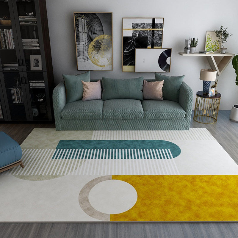 Modern Color Block Rug Multicolor Polyster Area Carpet Non-Slip Backing Stain-Resistant Easy Care Indoor Rug for Parlor Yellow Clearhalo 'Area Rug' 'Modern' 'Rugs' Rug' 2362216