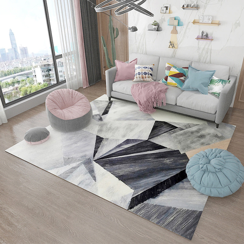 Simple Living Room Rug Multi Color Geometric Pattern Indoor Rug Synthetics Non-Slip Backing Pet Friendly Area Carpet Dark Gray-White Clearhalo 'Area Rug' 'Rug' 2362589_717e1e41-4bd5-4bf3-ac50-a29181a4d8ae